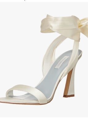 Ivory Satin Ankle-Tie High Heel Sandal